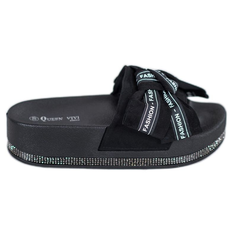 Queen Vivi Chinelos de moda pretos