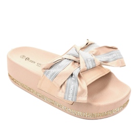 Chinelos de moda casual bege 218-207