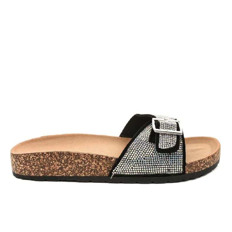 Chinelos pretos com sola de cortiça L-1032 Chinelos pretos com sola de cortiça L-1032