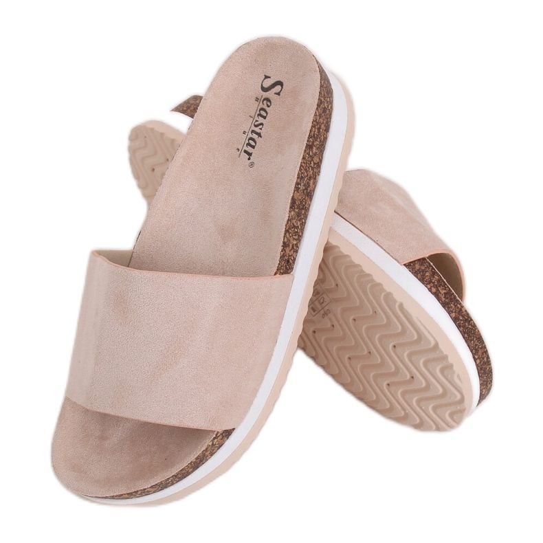 Chinelos femininos bege CK184P bege