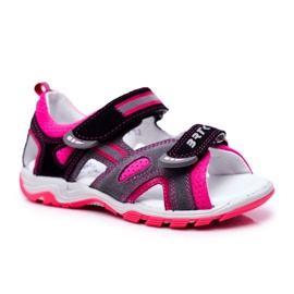 Bartek S.A. Sandálias infantis para meninas profiláticas Bartek T-16176-7 / 77G preto rosa cinza