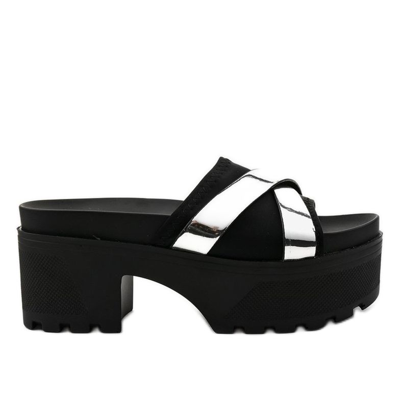 Chinelos pretos de salto alto CL-3A309-43