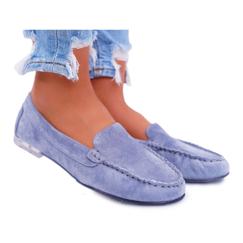 Mocassim feminino Sergio Leone camurça azul claro Winted