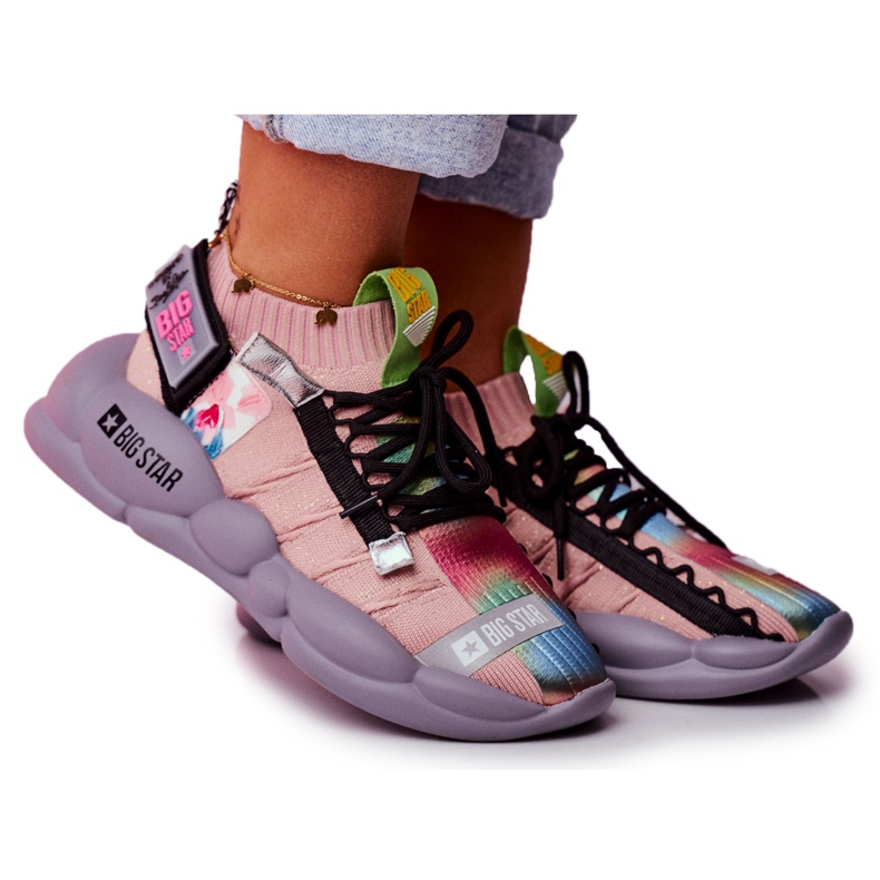 Sapatas esportivas femininas Big Star por Daniel Lopez FF274A581 rosa multicolorido