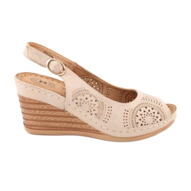 Evento Sandálias de cunha confortáveis ​​20SD98-1862 castanho amarelo