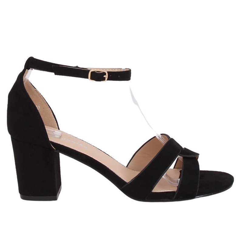 Sandálias pretas de salto baixo A3082 pretas preto