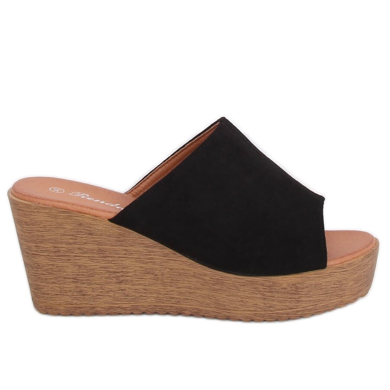 Chinelos pretos na cunha preta 10-236 preta