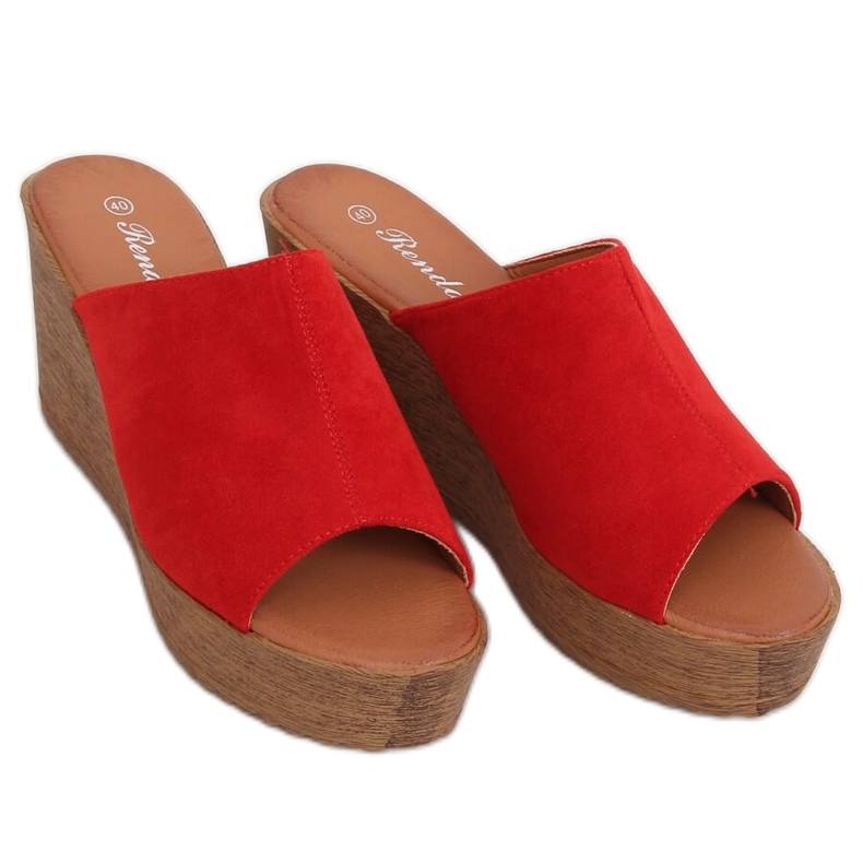 Chinelos de cunha vermelha vermelho 10-236 Vermelho
