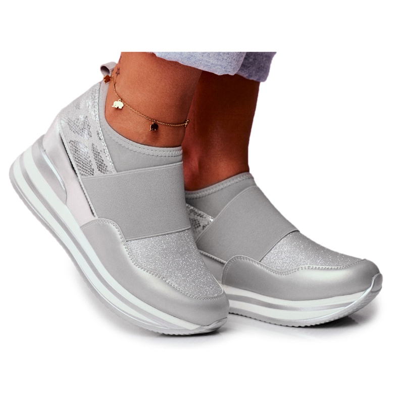 Sapatos esportivos femininos deslizantes em cunha cinza Cold Play