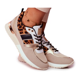 Sapatos esportivos femininos bege leopardo Himme