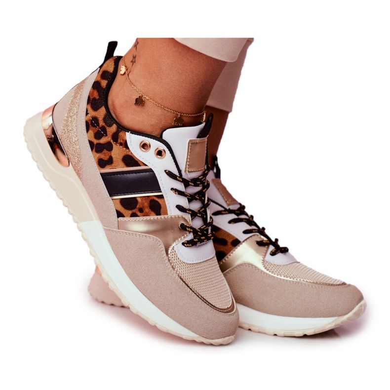 Sapatos esportivos femininos bege leopardo Himme
