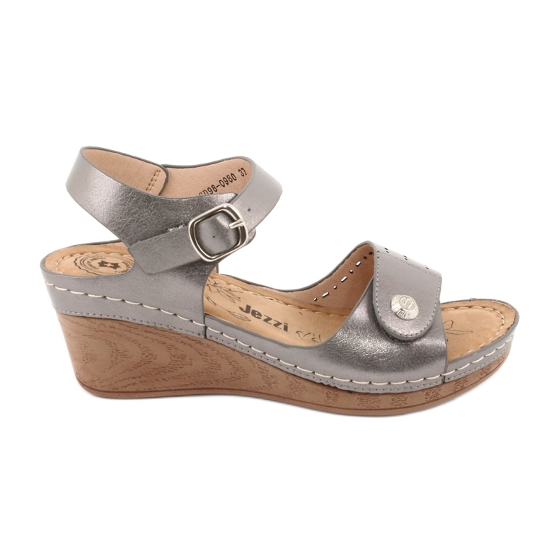 Evento Sandálias femininas metálicas na Wedge 9SD98-0980 Gray cinza