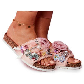 SEA Chinelos femininos com flores rosa Enrissa SEA Chinelos femininos com flores rosa Enrissa
