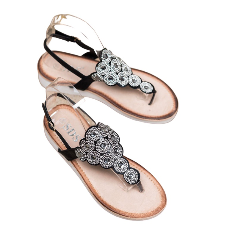 SDS Sandálias na plataforma com decorações preto