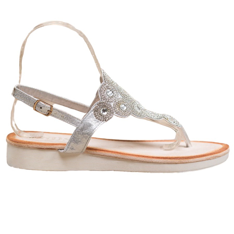 SDS Sandálias na plataforma com decorações cinza