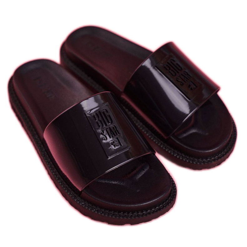 Chinelos femininos Big Star com plataforma preta FF274813 preto