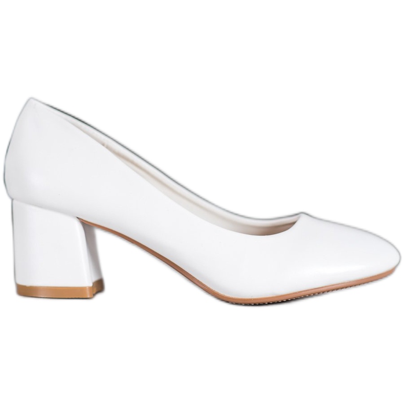 SHELOVET Bombas brancas com couro ecológico branco