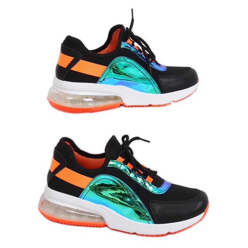 Calçados esportivos femininos pretos F-3336 PRETO / LARANJA