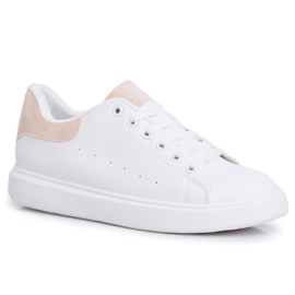 SEA Sapatas esportivas femininas brancas com salto bege Milly branco marrom