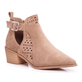 Bellucci Botas femininas com mola recortada Rita Bege Bellucci Botas femininas com mola recortada Rita Bege