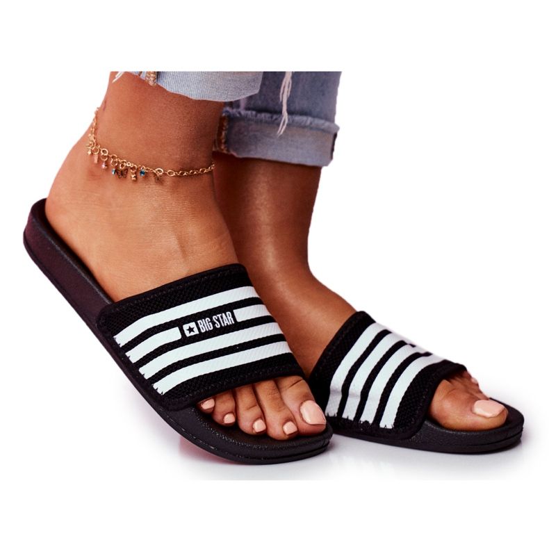 Chinelos femininos Big Star Preto FF274A353 branco