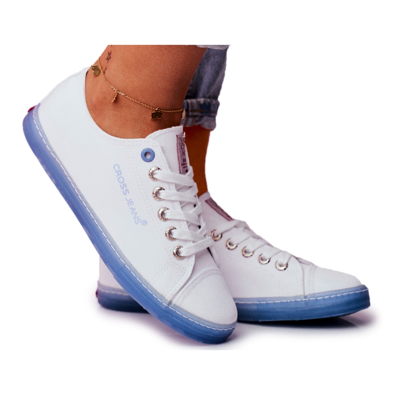 Tênis feminino Cross Jeans Branco Azul FF2R4077C