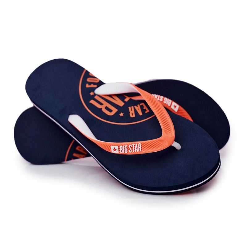 Chinelos femininos flip-flops Big Star azul marinho FF274A297