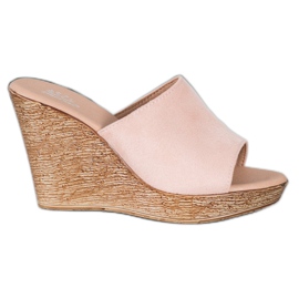 Small Swan Chinelos de camurça leve rosa