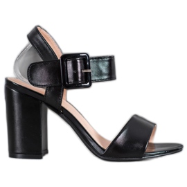 Small Swan Sandálias Em Bar Com Eco Couro preto Small Swan Sandálias Em Bar Com Eco Couro preto