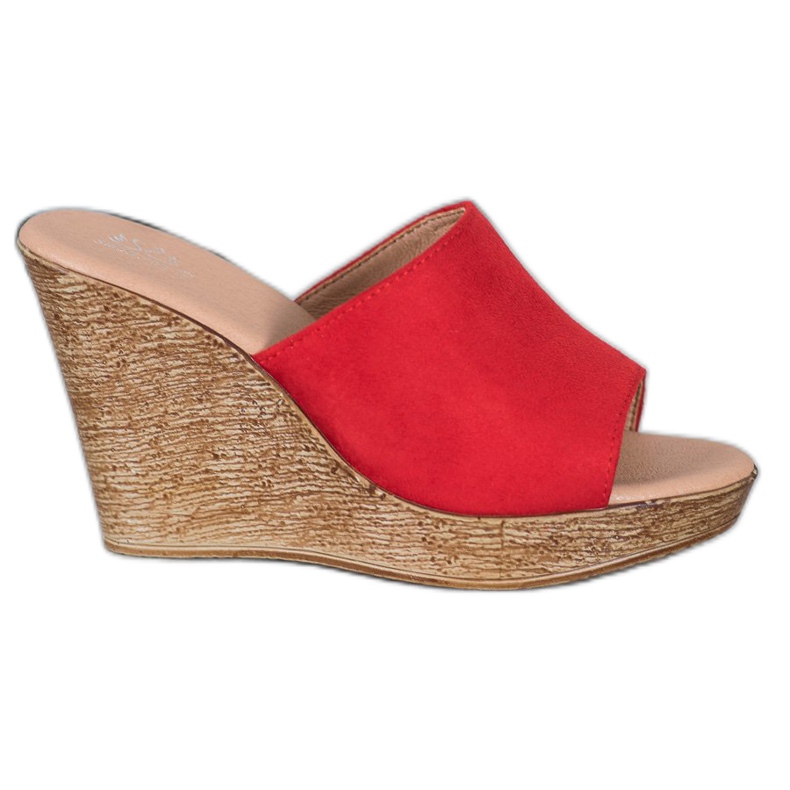 Small Swan Chinelos de camurça leve vermelho