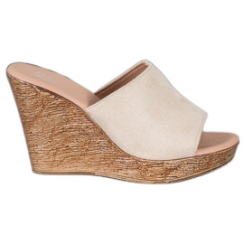 Small Swan Chinelos de camurça leve marrom