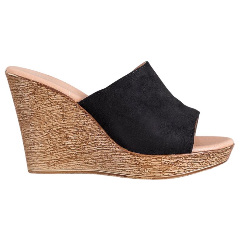 Small Swan Chinelos de camurça leve preto