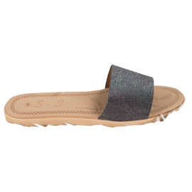 Small Swan Chinelos com brilho preto multicolorido