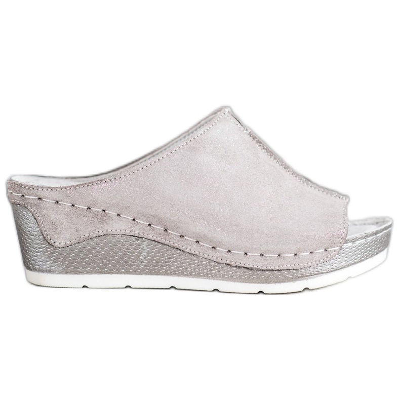 Filippo Chinelos de couro prateado cinza