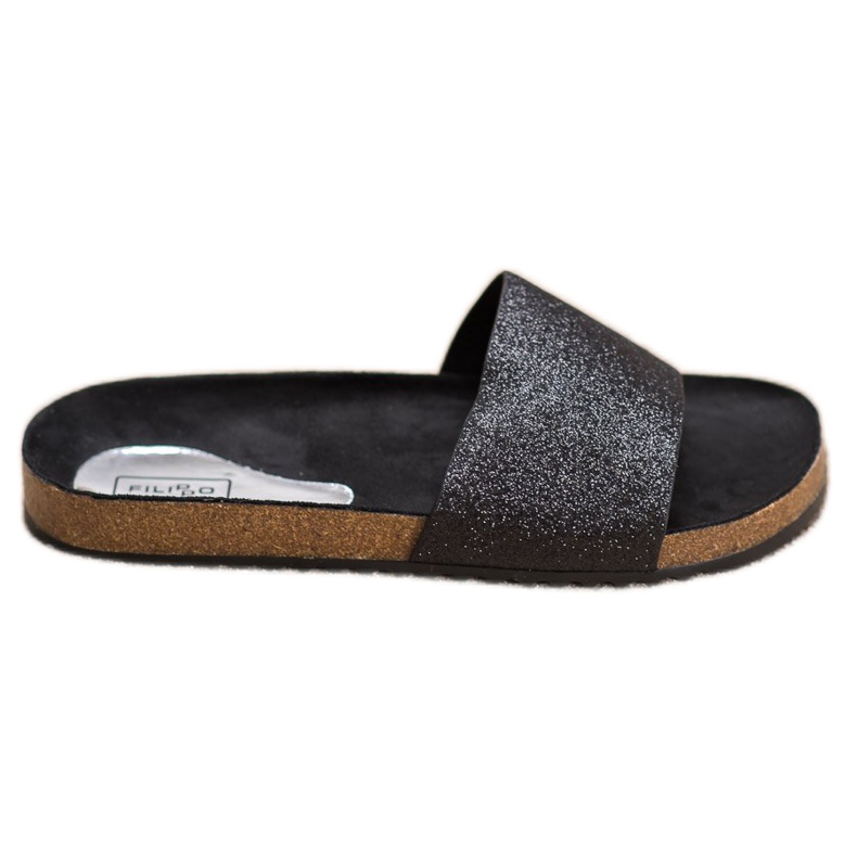 Filippo Chinelos pretos com brilho