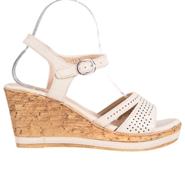 GOLL Sandálias de cunha com couro ecológico marrom