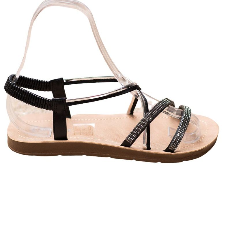 Sea Elves Sandálias com enfeites de prata preto