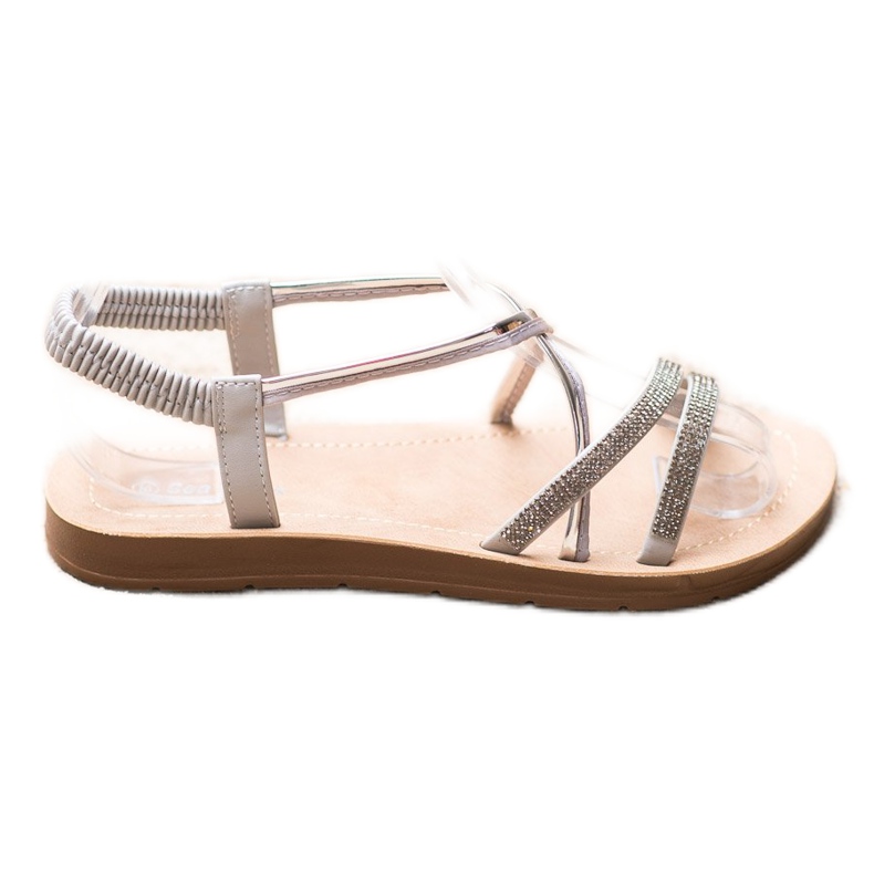 Sea Elves Sandálias com enfeites de prata cinza