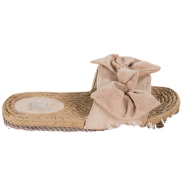 Small Swan Chinelos elegantes com laço marrom