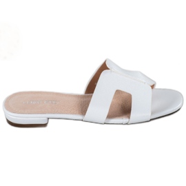 SHELOVET Chinelos clássicos de couro ecológico branco SHELOVET Chinelos clássicos de couro ecológico branco