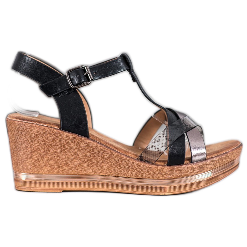 Evento Sandálias de cunha elegantes preto