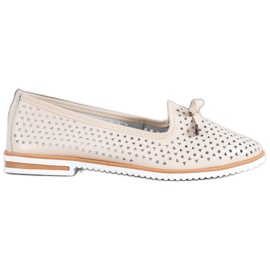 SHELOVET Sapatos de couro com padrão perfurado castanho