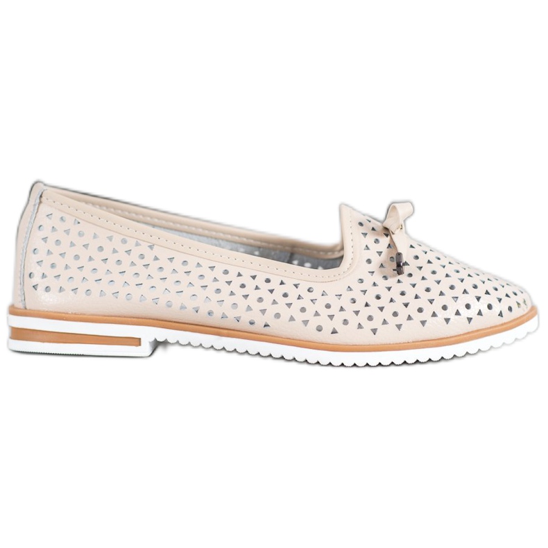 SHELOVET Sapatos de couro com padrão perfurado castanho