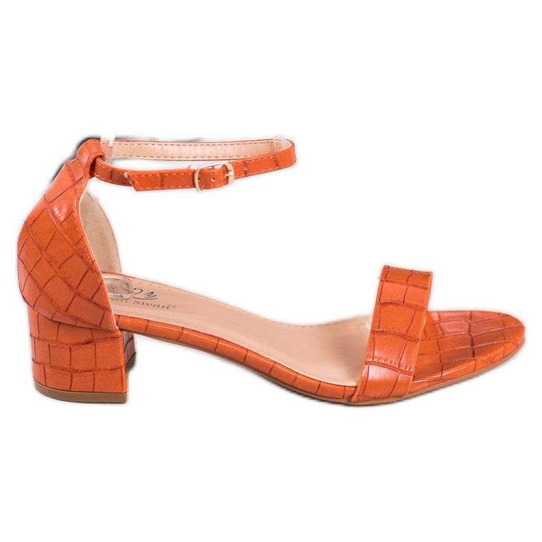 Small Swan Sandálias confortáveis ​​em poste baixo laranja