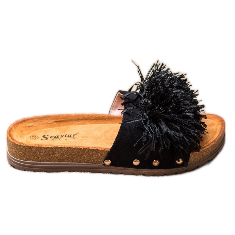 Seastar Chinelos pretos com franjas