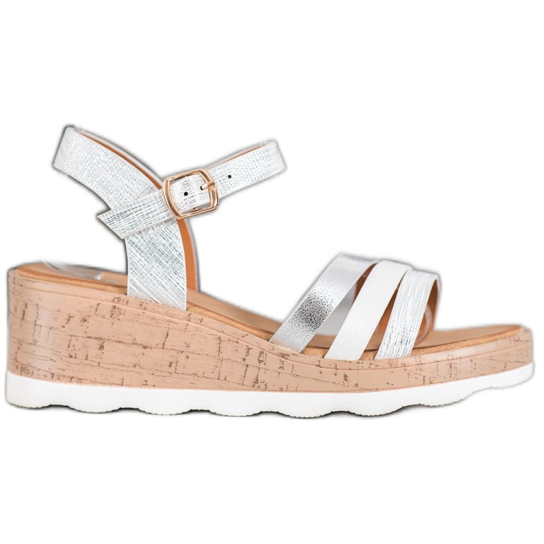 Weide Sandálias Silver Wedge branco cinza