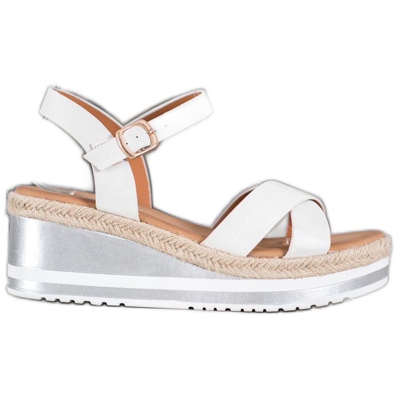 Weide Cunhas brancas com couro ecológico branco Weide Cunhas brancas com couro ecológico branco