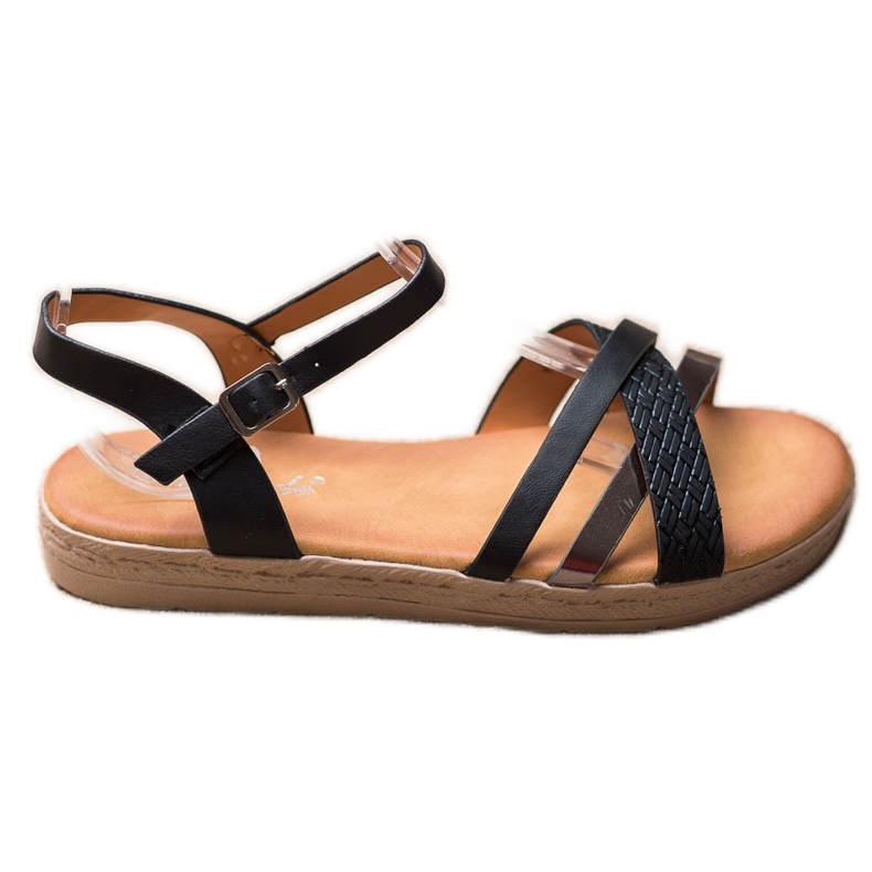 Weide Sandálias elegantes feitas de couro ecológico preto