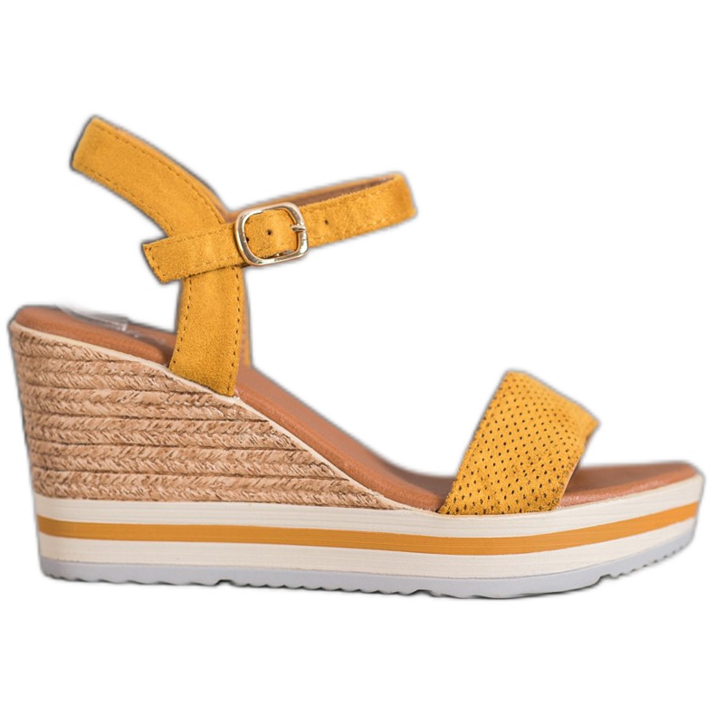 Weide Cunhas de camurça elegantes amarelo