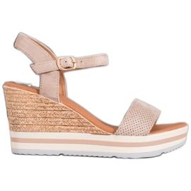 Weide Cunhas de camurça elegantes bege